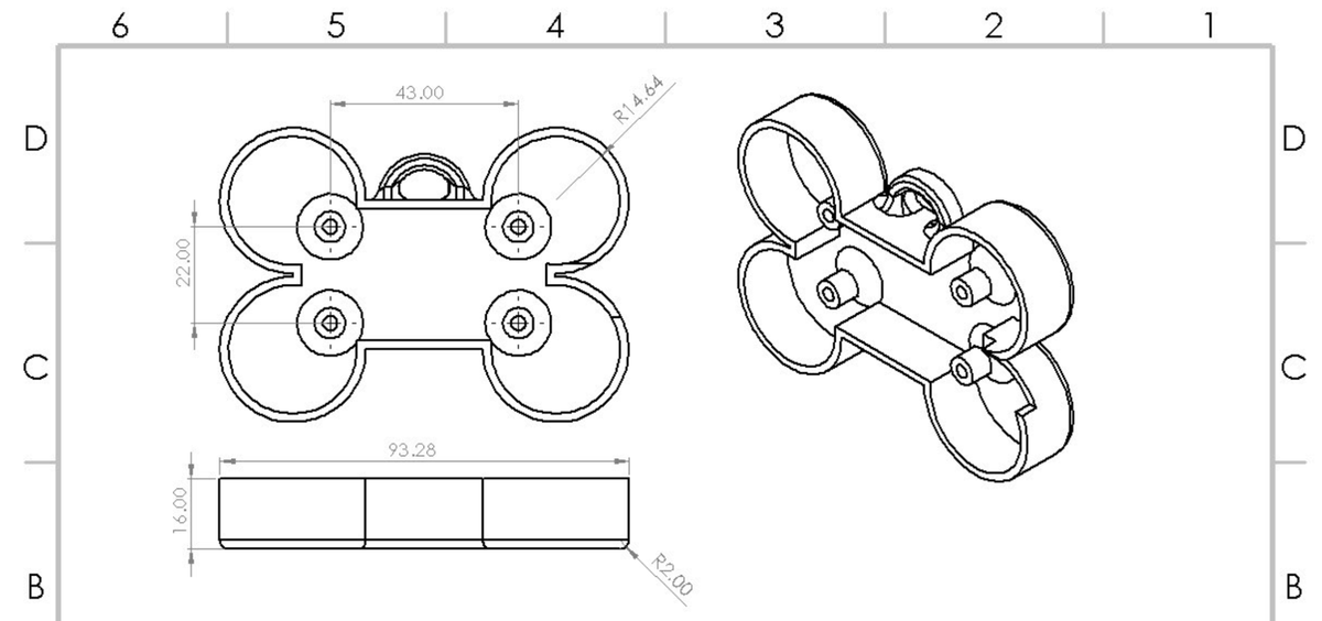 Mechanical CAD drawing for the enclosure base.