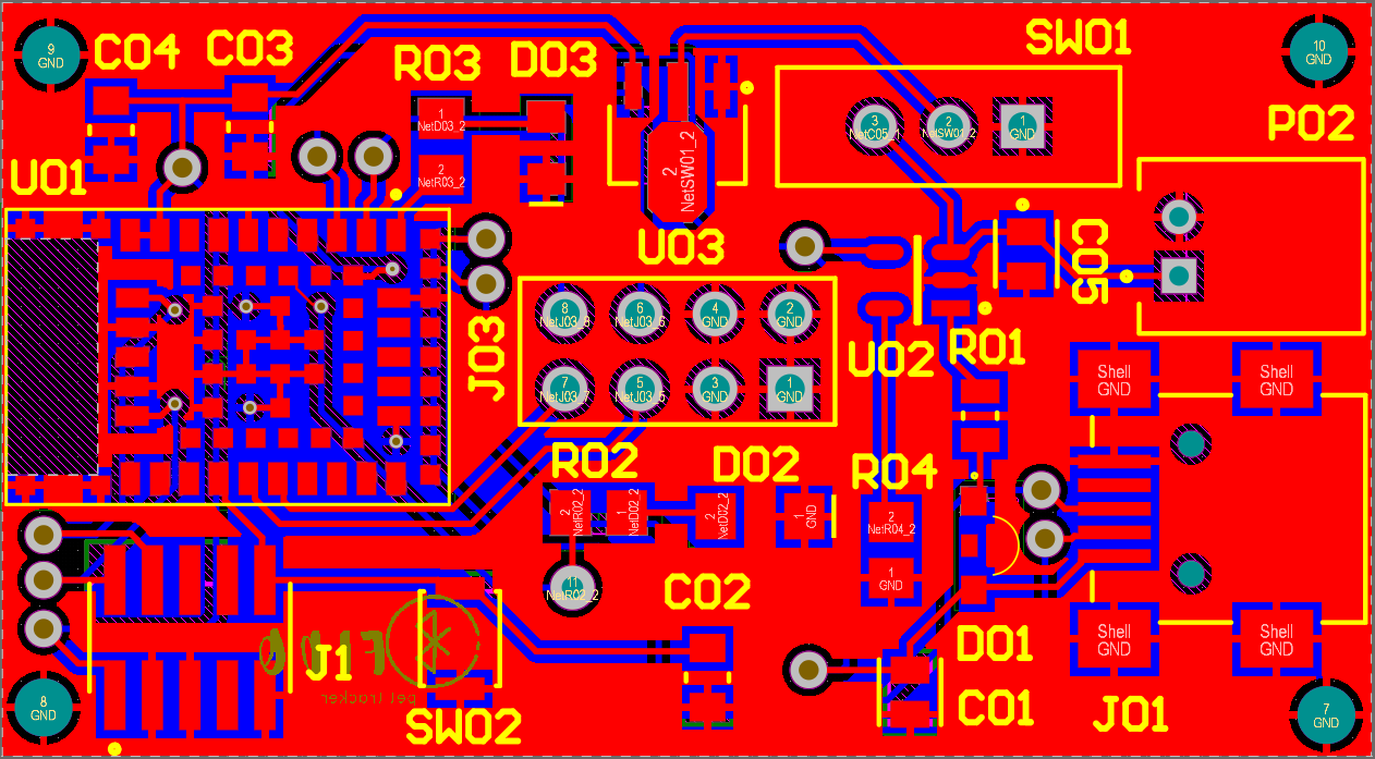 Top-layer layout of the shared PCB used for mobile and anchor node builds.