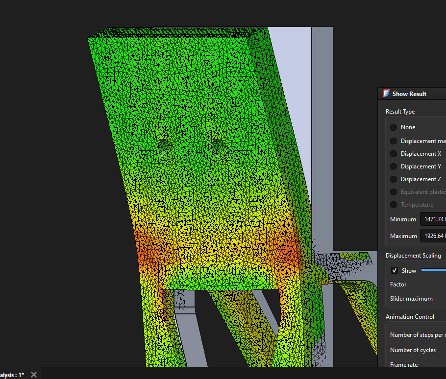 Finite element analysis contour on the REV-A bracket
