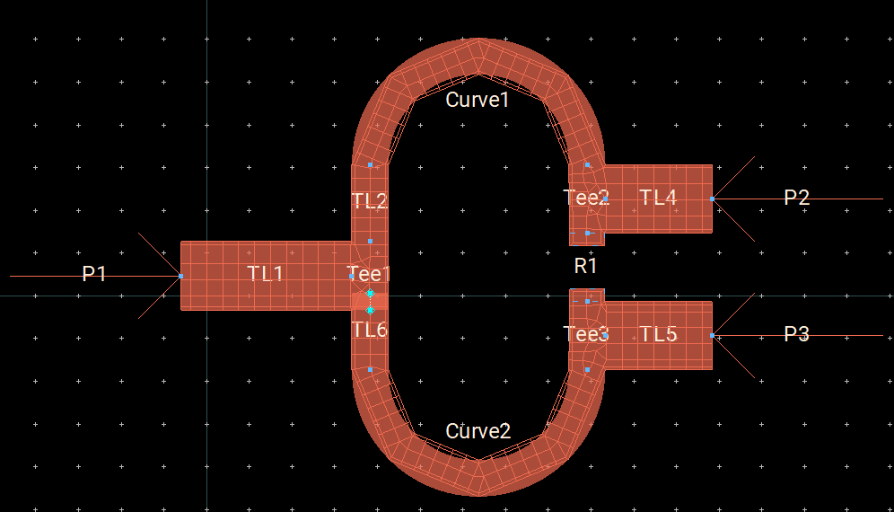 Microstrip layout for unequal Wilkinson divider
