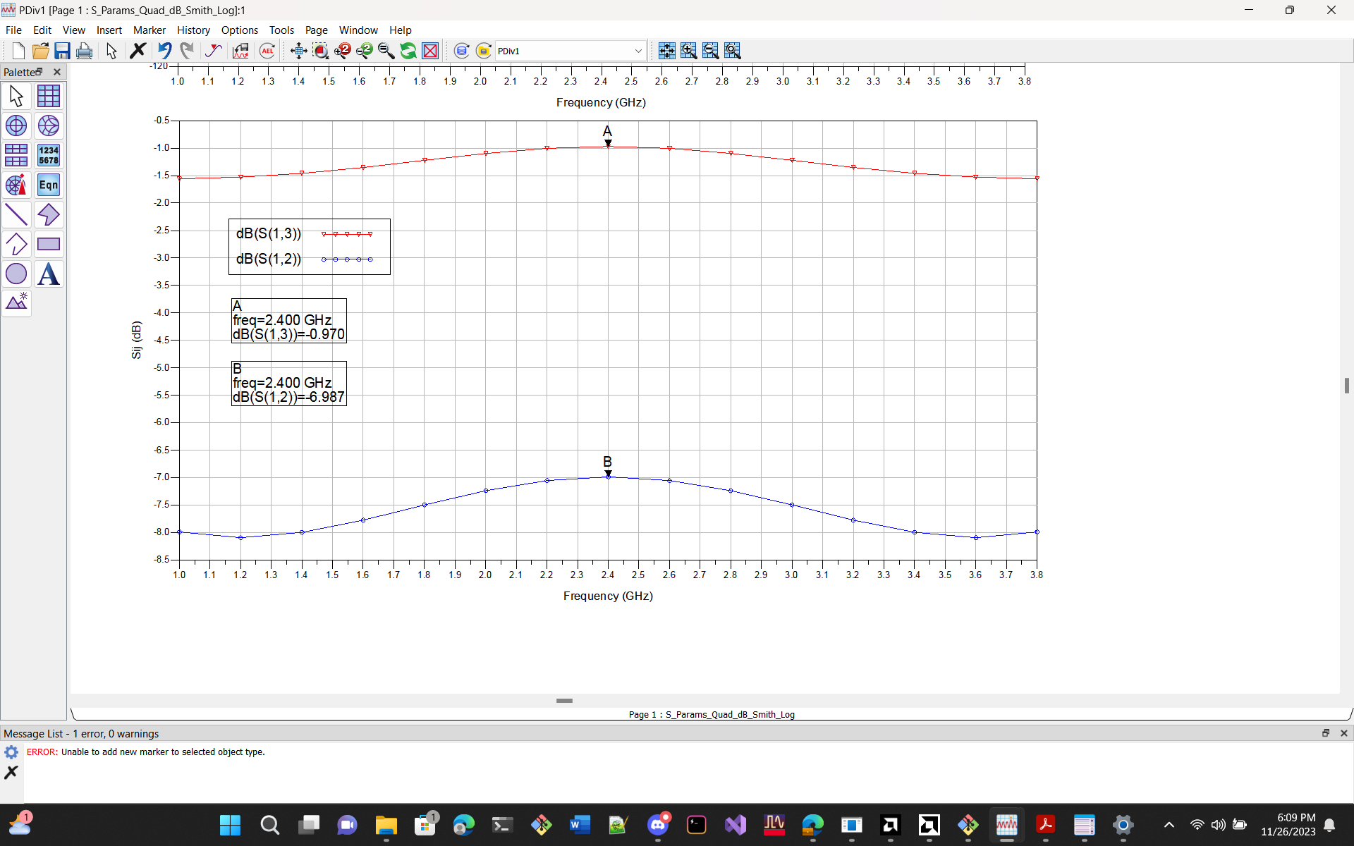 Simple divider response plot